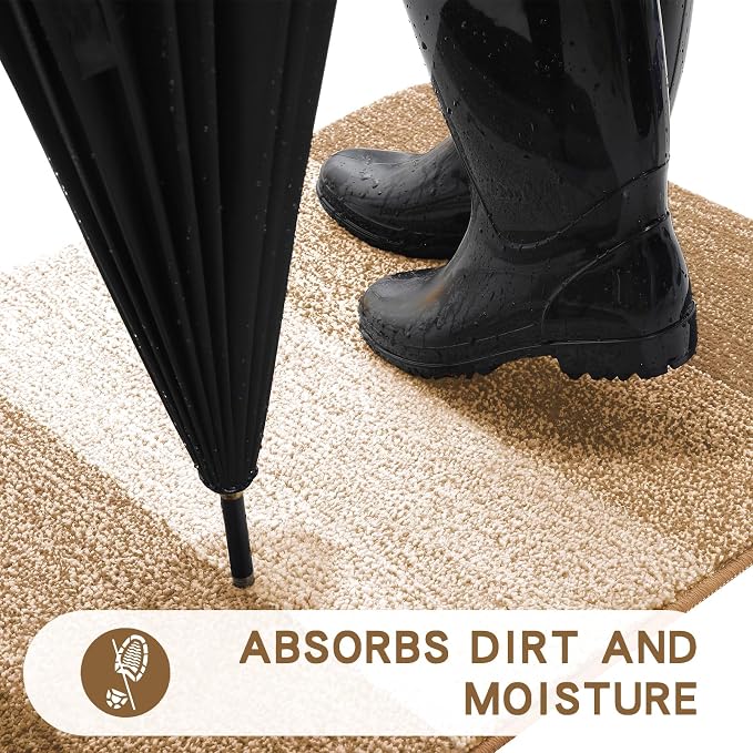Kitinjoy Indoor Outdoor Door Mat, 48x30 Non-Slip Absorbent Dirt Trapper - Image 2