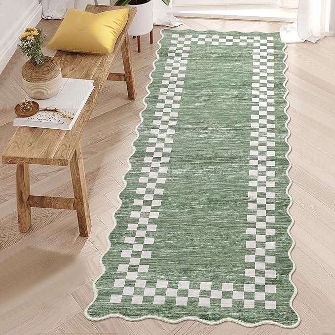 GarveeHome Hallway Runner Rug 2x6 Non Slip Scalloped Washable Rug by GarveeHome