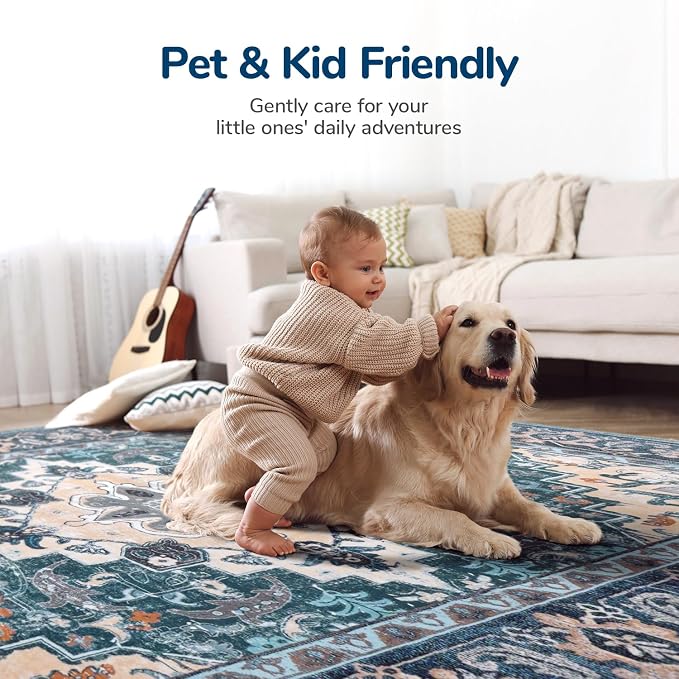 Lessymo Area Rug 6x9, Machine Washable Area Rugs, Super Soft Faux-Wool Area Rugs - Image 8