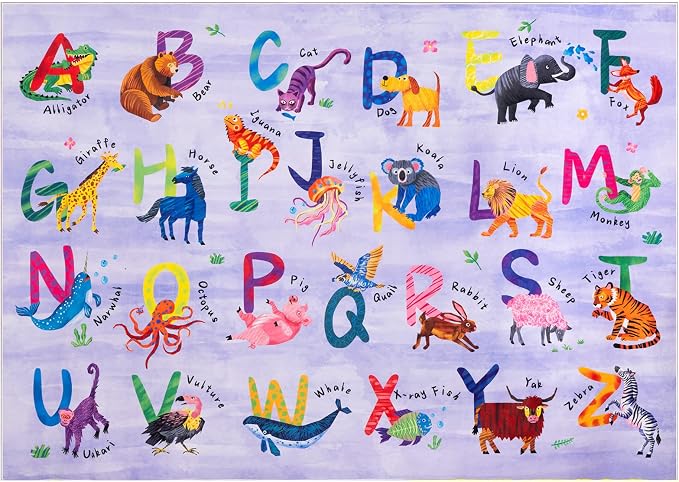 5x7 ABC Classroom Rug for Kids Playroom, Alphabet Rug - Image 4