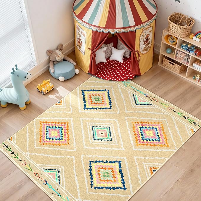 Area Rug 5x7 Rug Machine Washable Non-Slip Low Pile Print Pattern Western Rug - Image 7