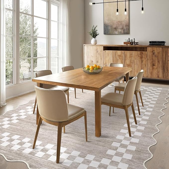 GarveeHome 10x13 Area Rug Large Living Room Scalloped Rug Non Slip Low Pile - Image 8