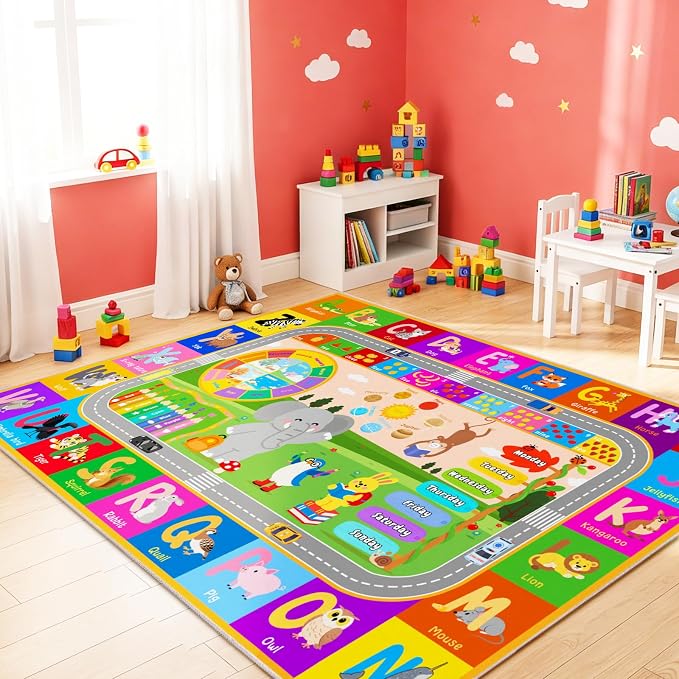 Pionblank Kids Rug for Bedroom Playroom Classroom Kindergarten, 3x4 Educational - Image 4