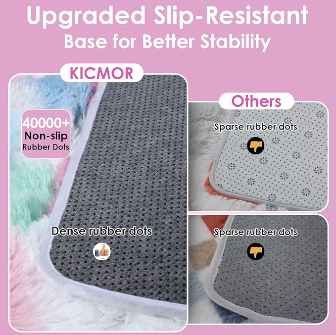 KICMOR Pink Rainbow Checkered Rug - Image 4