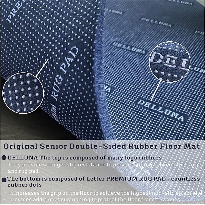 DELLUNA Non-Slip Area Rug Pad 10'x14', 3/8" Thick Double Side Rubber + Felt - Image 4