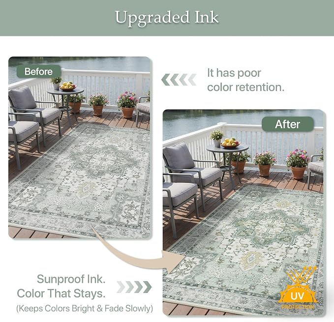 GENIMO Outdoor & Indoor Area Rug 6'x9', Waterproof, Non-Shedding, Easy Cleaning - Image 5