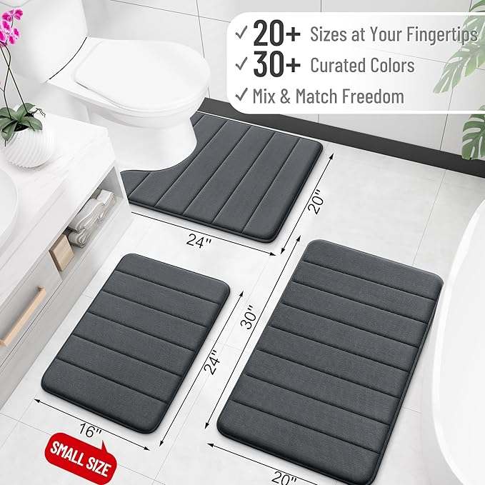OLANLY Memory Foam Bath Mat 30x20, Super Soft Absorbent Bathroom Rugs, Quick Dry - Image 2