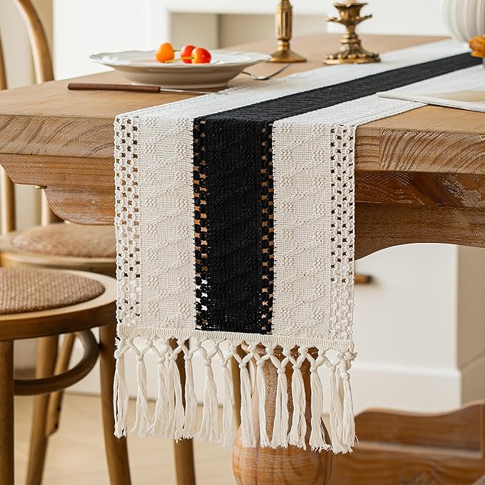 Farmhouse Table Runner for Home Decor 12x60 Black Fall Home Decor | 60Inches - Image 5