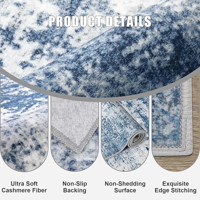 10x12 Area Rug Living Room Rug: Washable Modern Abstract Soft Thin Rug Indoor - Image 6