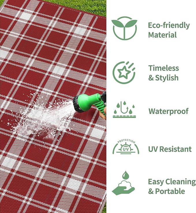GENIMO Waterproof Outdoor Rug for Patio Clearance, Lightweight RV Camping Mat - Image 5