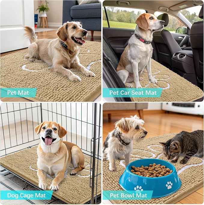 OLANLY Dog Door Mat for Muddy Paws 47x17, Paw Print Design, Absorbs Moisture - Image 7