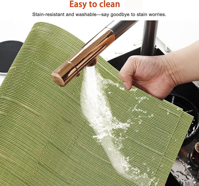 Placemats Set of 8, Vinyl PVC Heat Resistant Washable Placemats Set, Non Slip - Image 4