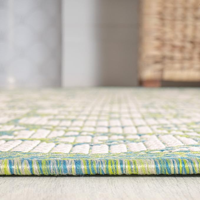 JONATHAN Y Vintage Filigree Indoor Outdoor Area Rug 4X6 Cream/Green, Madrid - Image 7