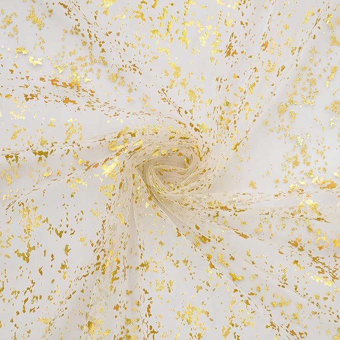 Artoid Mode 6Pcs Beige Gold Gauze Table Runner 120 Inch 10FT, Glitter Metallic - Image 5