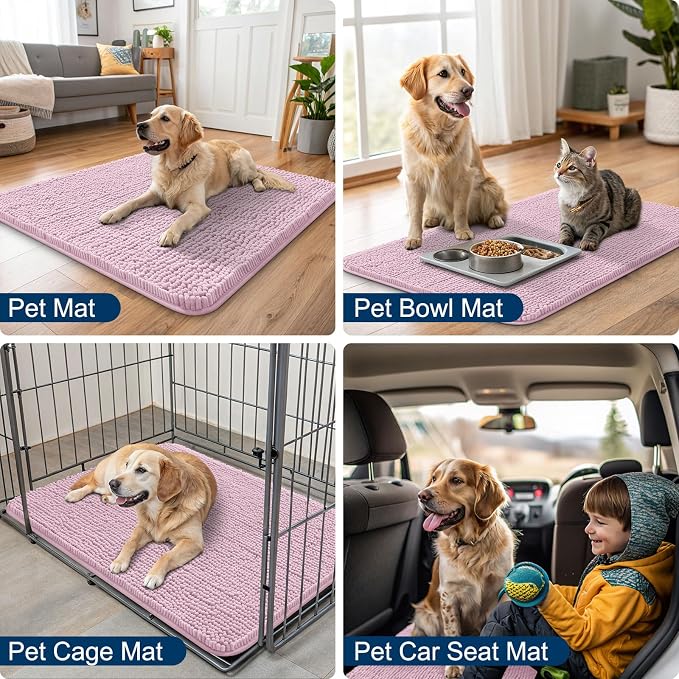 Smiry Dog Door Mat for Muddy Paws 40x32, Absorbent Dirt Trapper, Non-Slip - Image 6