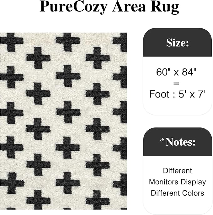 PureCozy Black and White Rug 5x7 - Image 2