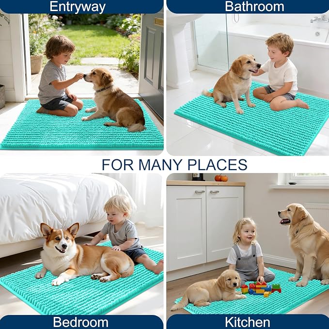 OLANLY Dog Door Mat for Muddy Paws 36x24, Ultra Absorbent Chenille Mud Doormat - Image 8