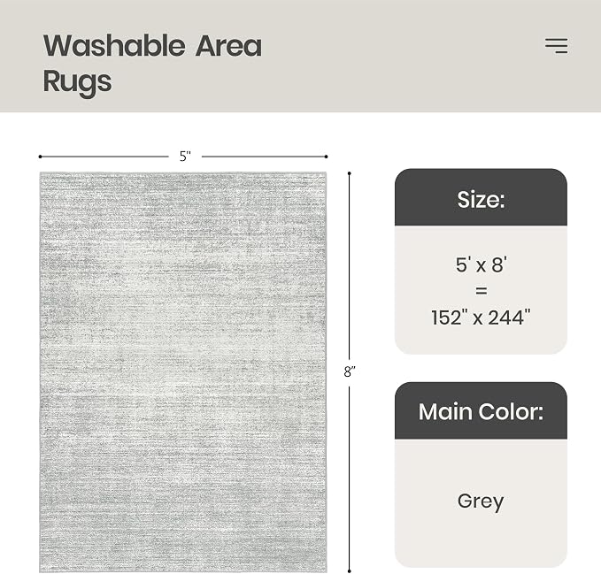 Valenrug Washable Rugs 5x8 - Image 2