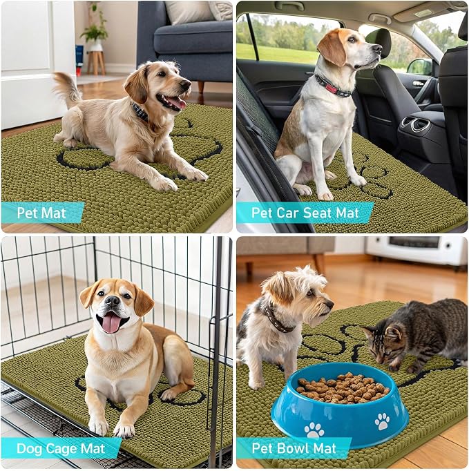 OLANLY Dog Door Mat for Muddy Paws 30x20, Paw Print Design, Absorbs Moisture - Image 7