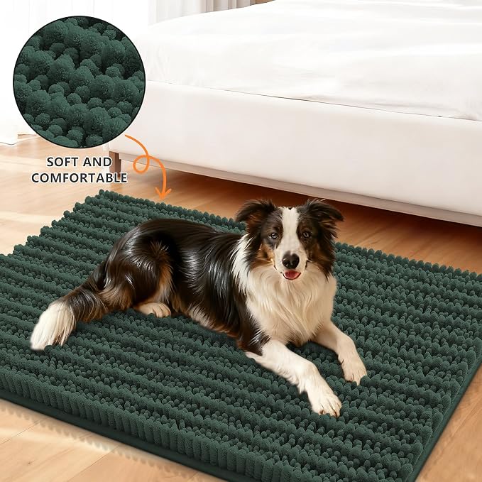 Smiry Dog Door Mat for Muddy Paws 36x24, Absorbent Dirt Trapper, Non-Slip - Image 2