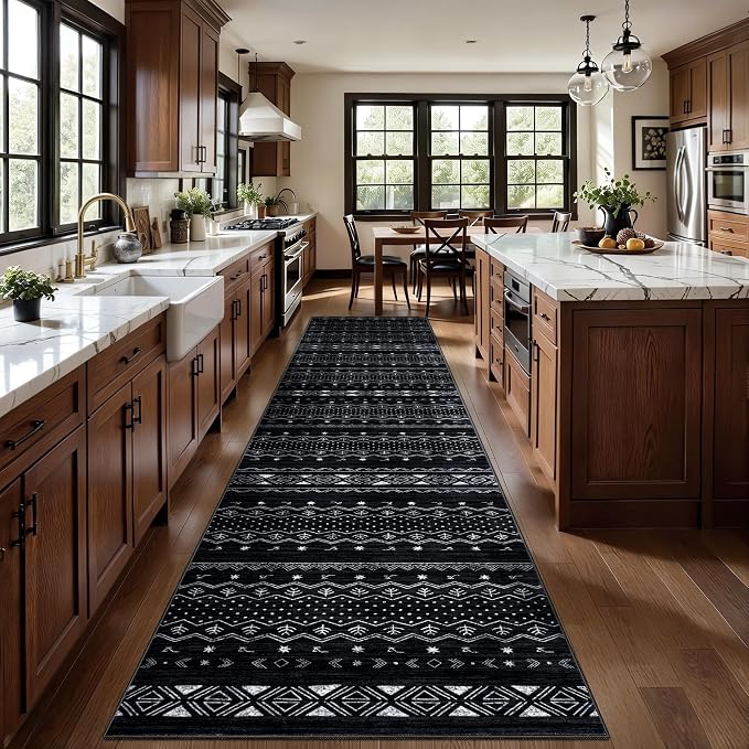 SERISSA Hallway Runner Rug, Soft Low-Pile Boho Geometric Indoor Long Carpet by SERISSAHomeDecorCollection