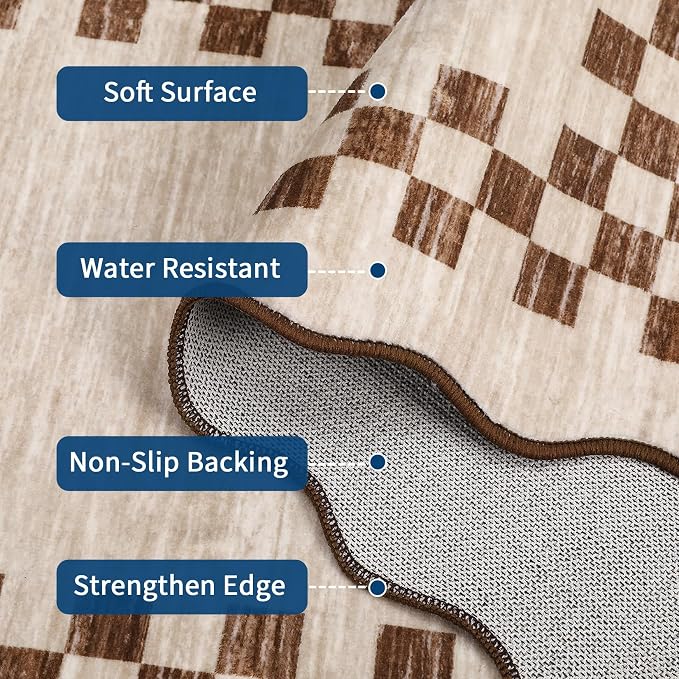 GarveeHome 8x10 Area Rug for Living Room Scalloped Washable Large Bedroom Rug - Image 7