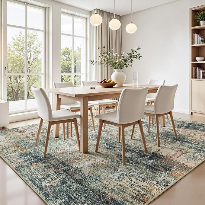 Lofus 8x10 Area Rug for Living Room, Coffee Green Abstract Large Rugs - Image 3