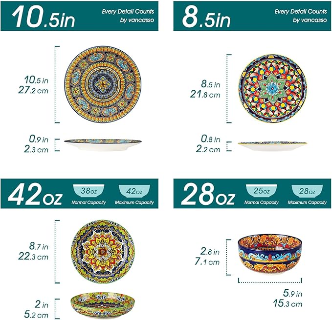 vancasso 24-Piece Dinnerware Sets, Plates & Bowls Sets Service - Image 2