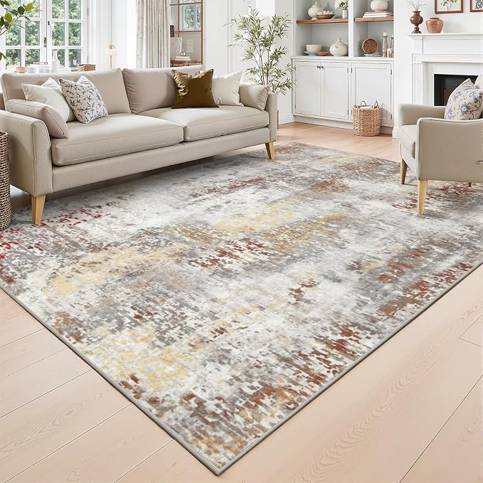 Toneed Abstract Area Rug 5x7 Modern Washable Rug Soft Non Slip Rug Low Pile by Toneed