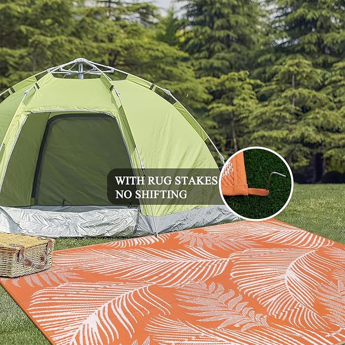 Pauwer Waterproof Outdoor Rug 6x9, Reversible Plastic Straw Patio Camping Rug - Image 4