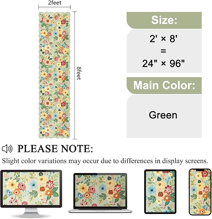 DUKINO 2x8 Washable Runner Rug, Lightweight Soft Floral Hallway Rug Runner - Image 2