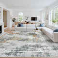 Area Rug 10x14 Living Room Rug Washable: No-Slip Abstract Soft Thin Large Grey by Oriannal