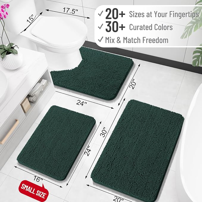 OLANLY Toilet Rugs U-Shaped 24x24, Extra Soft Absorbent Chenille Contour - Image 2