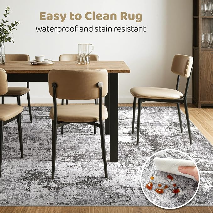 7x9 Area Rug Living Room: Machine Washable Large Abstract Modern Soft Rugs - Image 6