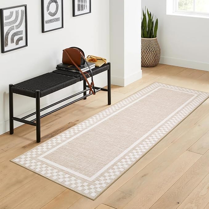 Washable Runner Rug 2x10 Modern Bordered Hallway Runner Rug Non Slip Kitchen - Image 8