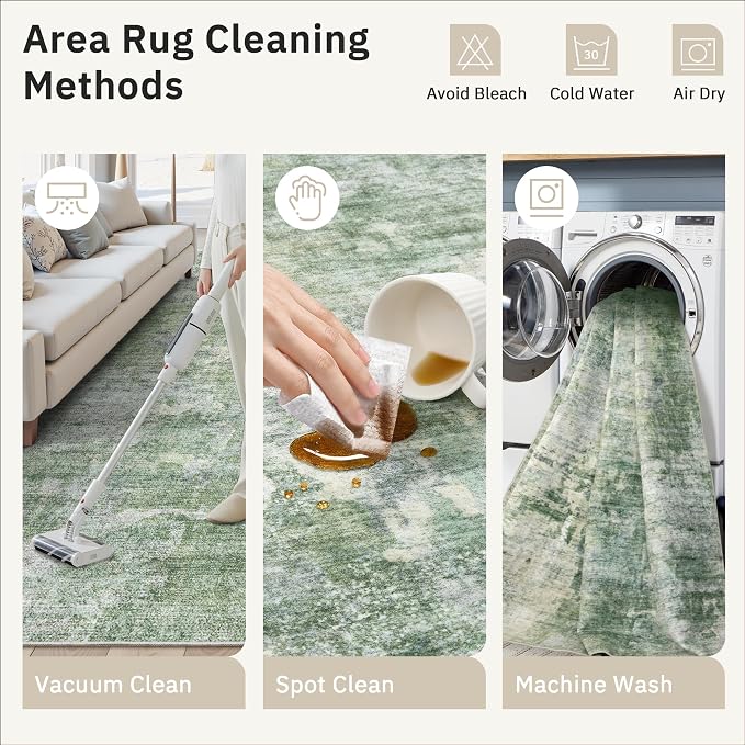 Soalmost 7x9 Area Rug for Living Room Washable Abstract Vintage Soft Thin - Image 9