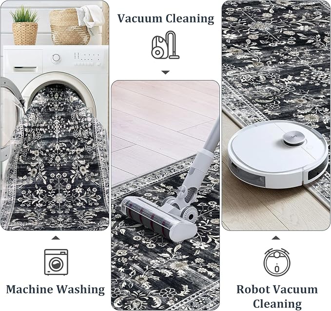 Yamaziot Washable Runner Rug 2x8 – Non Slip Boho Floral Hallway Runner Rug - Image 5