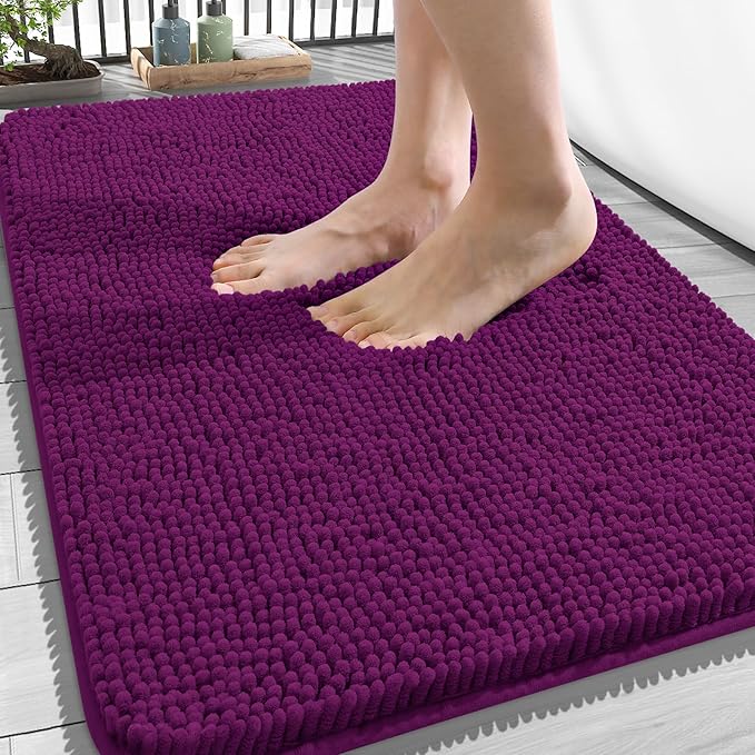 OLANLY Bathroom Rugs 34x21, Extra Soft Absorbent Chenille Bath Rugs, Rubber by OLANLY