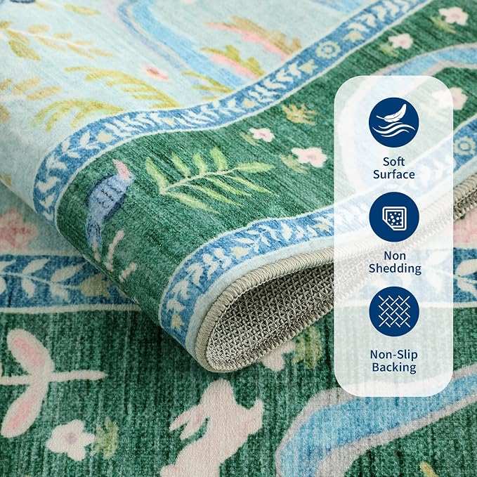 Long Runner Rug for Hallway 2x8 Whimsical Woodland Throw Runner Carpet Non Slip - Image 6