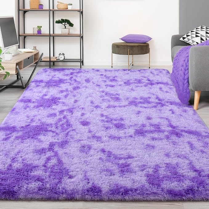 FlyDOIT Purple Tie-Dyed 9x12 Feet Large Rugs - Image 9