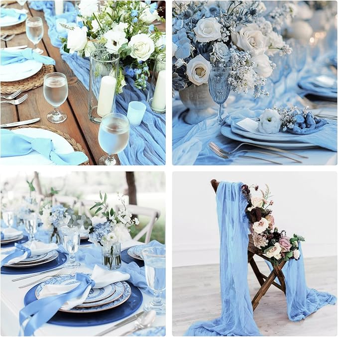 10 Pack Cheesecloth Table Runner 10FT Boho Gauze Rustic Fabric Table Runner - Image 7