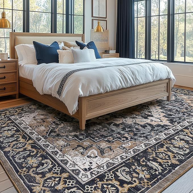Lessymo Area Rugs 5x7, Machine Washable Area Rug, Super Soft Faux-Wool Area Rugs - Image 2
