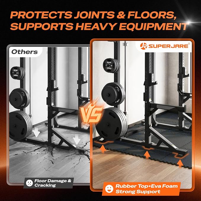 SUPERJARE 0.56'' Thick 6 Pcs 24 Sq Ft Rubber Top Exercise Equipment Mats - Image 4