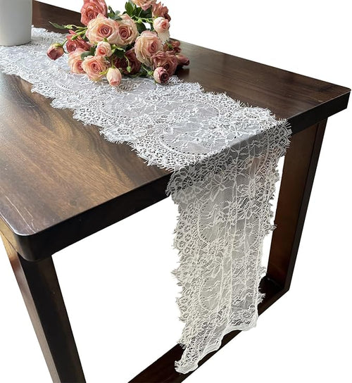 10 Pcs White Lace Table Runner 14 x 120 Inch Vintage Rustic Table Runner by Unknown