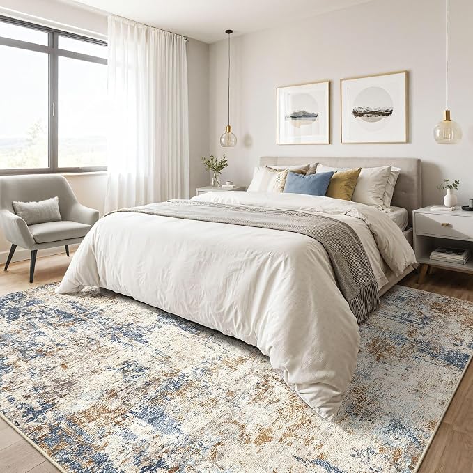 4x6 Rug Washable Area Rugs: Abstract Modern Soft Stain Resistant Indoor Floor - Image 4
