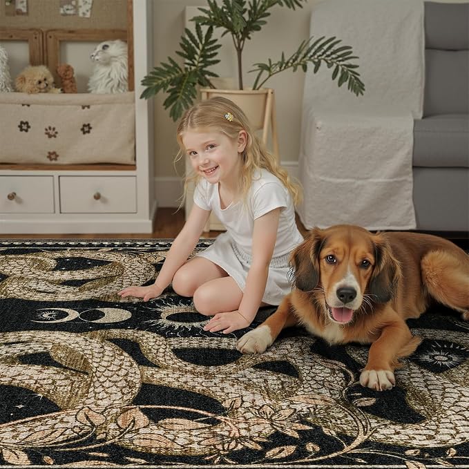 DCX Washable 2x3 Snake Rug, Soft Low Pile Carpet, Kid & Pet Friendly - Image 3