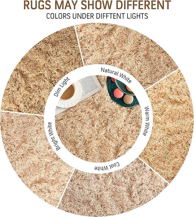 BENRON Fluffy Rugs for Living Room 5x8 Light Tan, Washable Large Area Rugs for - Image 7
