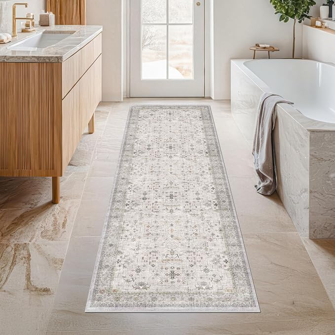 Hazo Haus Light Gray Washable 2'6"x8' Wide Runner Rugs - Image 3