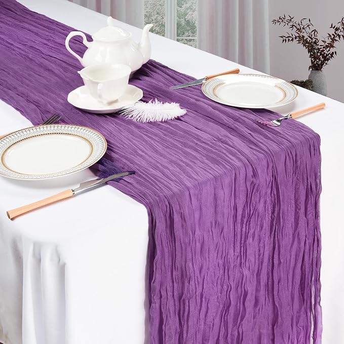 12 Pack Purple Cheesecloth Table Runner 35 x 120 Inch | Boho Gauze Cheese Cloth - Image 3
