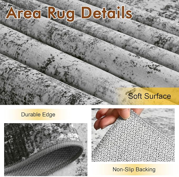 2x6 Ft Washable Runner Rug, Non-Slip Low Pile Hallway Kitchen Area Rug - Image 5